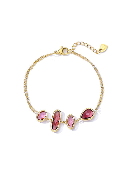 Armband Stainless steel met Glaskristal – Roze & Rood