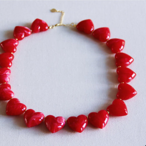 COOSZ_Bazou_bXL Hart Bead ketting - Rood