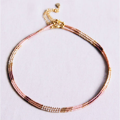 Kralen ketting naakt/wit/taupe