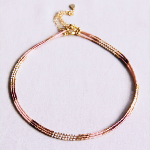 Bazou | Kralen ketting naakt/wit/taupe