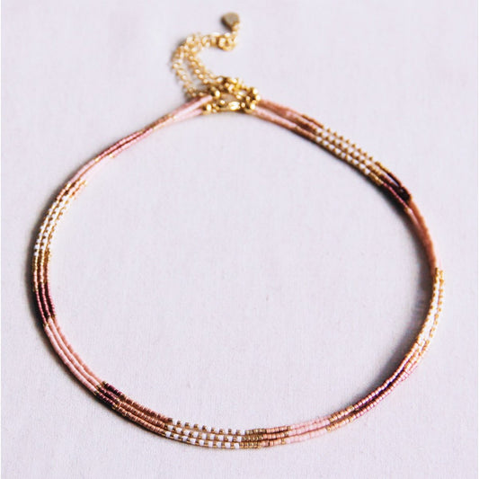 Kralen ketting naakt/wit/taupe