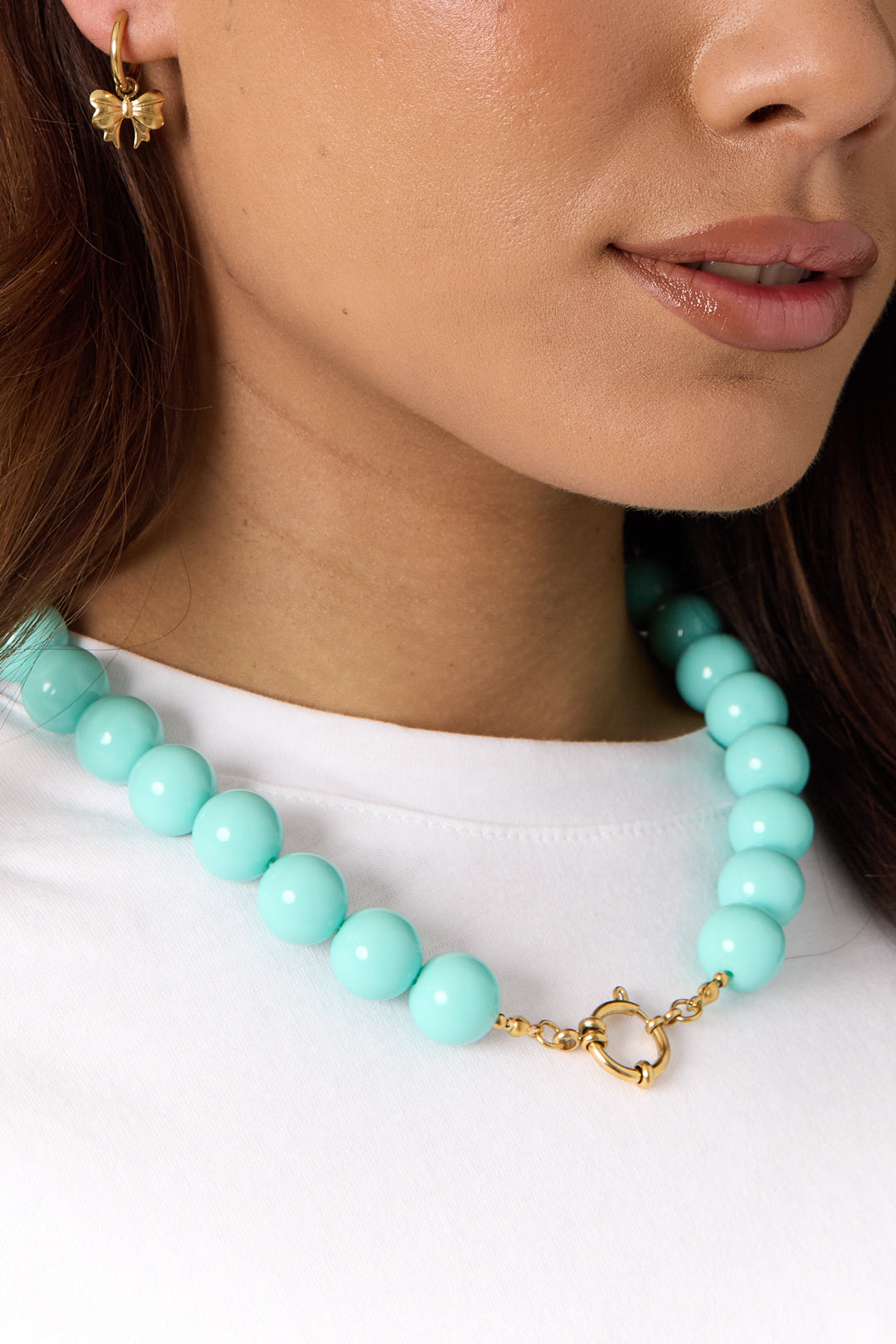Ketting met grote kralen en frontsluiting-15mm