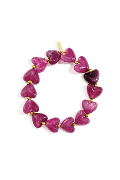 Elastieken hartjes kralenarmband