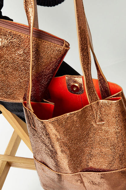 Metallic Shopper Cognaq