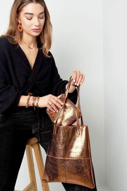 Metallic Shopper Cognaq