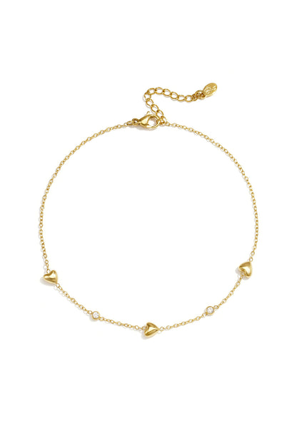 Elegant Gold Color Heart Ankle Bracelet for Summer