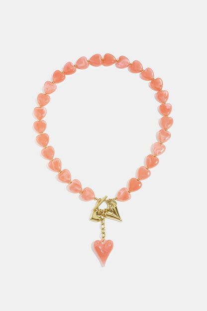 Kralenketting met hangende harten charms