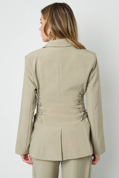 Woven Polyester Fiber Women's Suit Set Elegant Tie-up