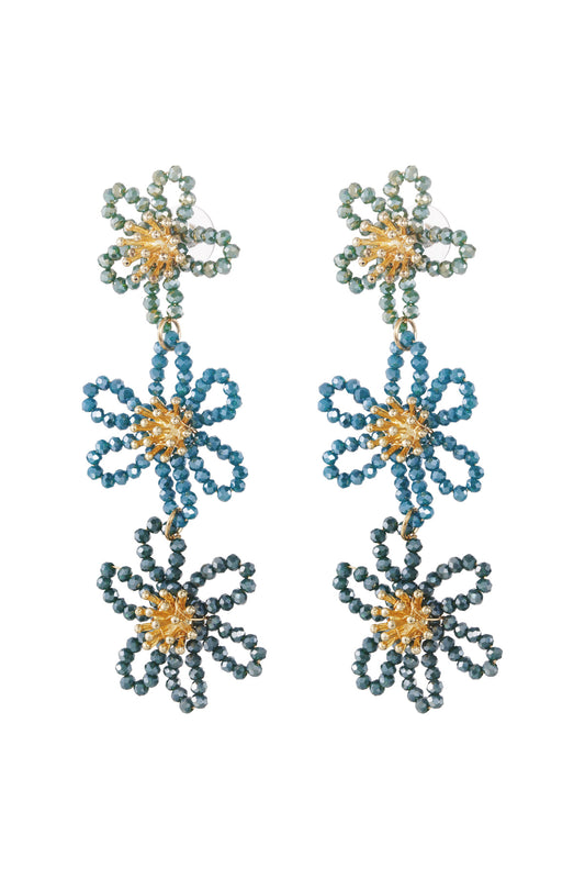 Flower party statement earrings - orange/purple