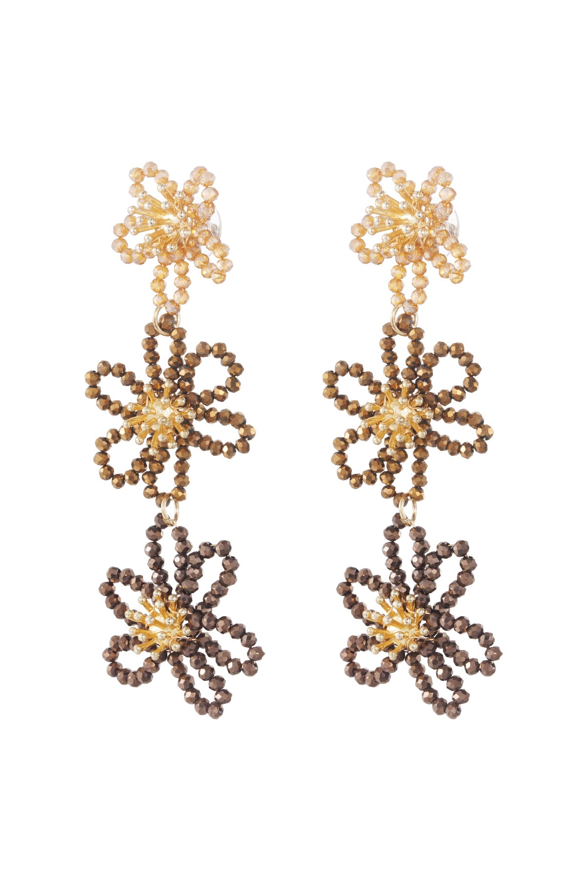 Flower party statement earrings - orange/purple
