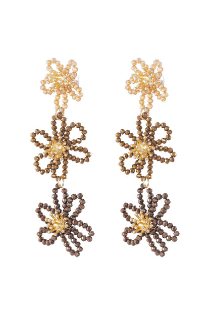 Flower party statement earrings - orange/purple
