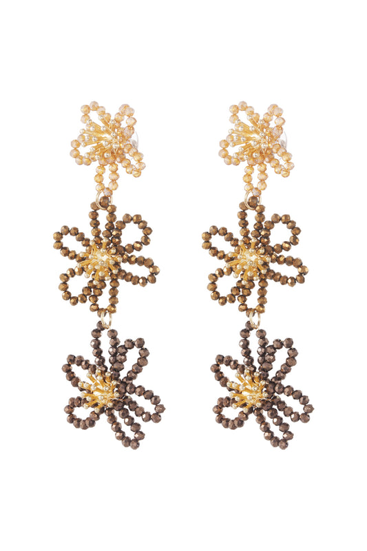 Flower party statement earrings - orange/purple