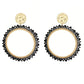 Goudkleurige oorbellen met zwarte miyuki beads
